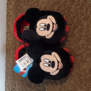 Toddler Boys Girls Disney MICKEY MOUSE Face A-Line Slippers Size Large 9/10 NWT